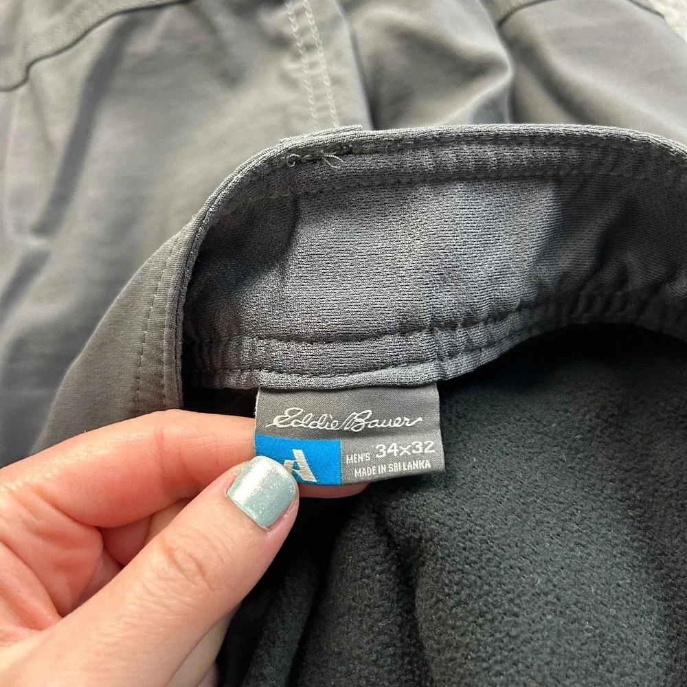 Eddie Bauer Pants Men Gray Guide Pro First Ascent Fleece Lined Cargo 34x32